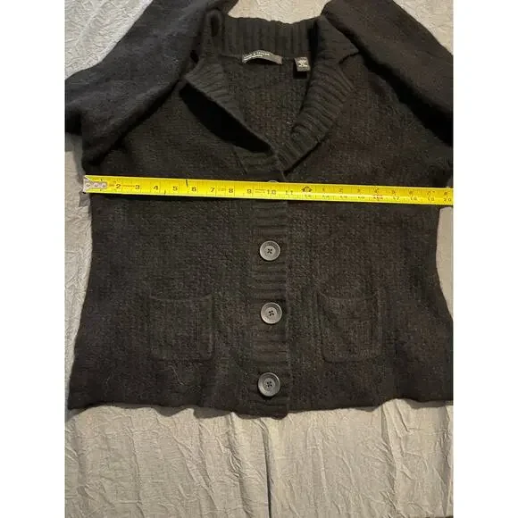 Lord & Taylor 100% Two-Ply Cashmere Cardigan Sweater Black XL Soft - Picture 5 of 7